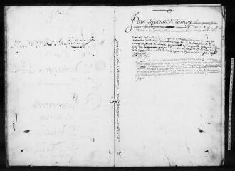 36 vues - Commune de Saccourvielle. 1 G 3 : livre des charges et décharges, 1765-1790. Registre relié cuir ancien (ouvre la visionneuse)