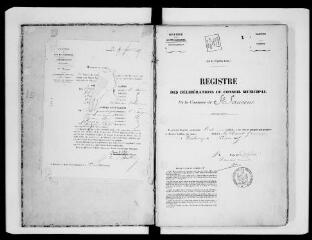 125 vues  - Commune de Saint-Sauveur. 1 D 7 : registre des délibérations du conseil municipal, 1865, 15 février-1877, 15 juillet (ouvre la visionneuse)