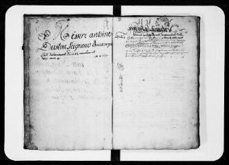 104 vues  - Commune de Malvezie. 1 G 2 : Livre pour servir à la charge et descharge ?, 1754-1784 (ouvre la visionneuse)