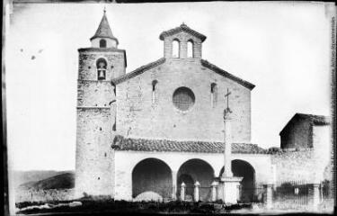 1 vue - [Bellver-de-Cerdanya : l\'église de Santa Maria de Tallo et la croix]. - Toulouse : maison Labouche frères, [entre 1900 et 1920]. - Photographie (ouvre la visionneuse)