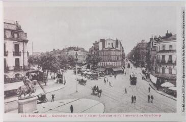1 vue - 174. Toulouse : carrefour de la rue d\'Alsace-Lorraine et du boulevard de Strasbourg. - Toulouse : phototypie Labouche frères, [entre 1930 et 1937]. - Carte postale (ouvre la visionneuse)