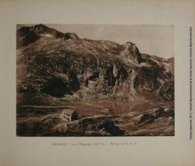 1 vue Luchon : lac d'Espingo (1875 m.) : refuge du C.A.F. - Toulouse : phototypie Labouche frères, [entre 1910 et 1937]. - Carte postale