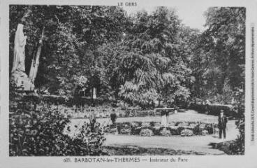 1 vue  - Le Gers. 605. Barbotan-les-Thermes : intérieur du parc. - Toulouse : édition Pyrénées-Océan, Labouche frères, [entre 1937 et 1950]. - Carte postale (ouvre la visionneuse)