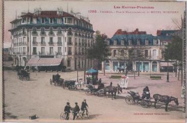 1 vue - Les Hautes-Pyrénées. 1288. Tarbes : place Maubourguet et hôtel Moderne. - Toulouse : phototypie Labouche frères, marque LF au verso, [entre 1911 et 1925]. - Carte postale (ouvre la visionneuse)