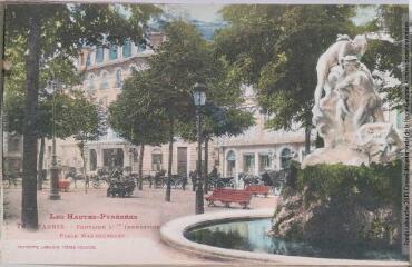 1 vue - Les Hautes-Pyrénées. 74. Tarbes : fontaine L\' \'Inondation\' : place Maubourguet. - Toulouse : phototypie Labouche frères, marque LF au verso, [entre 1911 et 1925]. - Carte postale (ouvre la visionneuse)