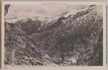 1 vue  - Les Pyrénées Centrales. 546. Luchon : ascension du Céciré. - Toulouse : phototypie Labouche frères, marque LF, [entre 1930 et 1937]. - Carte postale (ouvre la visionneuse)