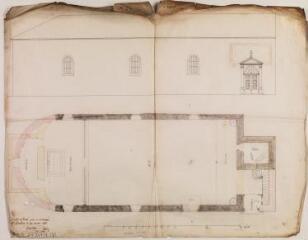 1 vue - Commune de Labarthe-Rivière, église, plan, élévation]. Castex, architecte. 20 mars 1855. Ech. 1/100. (ouvre la visionneuse)