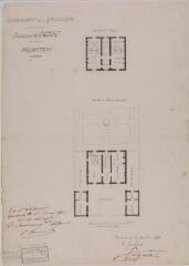 1 vue Commune de Gagnac, presbytère, plans du rez-de-chaussée et du 1er étage. Jacques Esquié, architecte. 15 janvier 1869. Ech. 0,005 p.m.