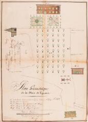 1 vue - Plan géométrique de la place de Goyrans. Monzedon, géomètre. 20 mai 1838. Ech. 1/312. (ouvre la visionneuse)