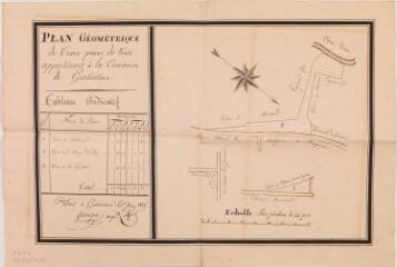 1 vue - Plan géométrique de trois pièces de terre appartenant à la commune de Gratentour. Antoine Jeampié, arpenteur géomètre. 1er juin 1835. Ech. 14 pans par perches. (ouvre la visionneuse)