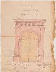 1 vue - Commune de Grazac, réfection du portail de l\'église. Bélinguier, architecte. 15 août 1912. Ech. 0,04 p.m. (ouvre la visionneuse)