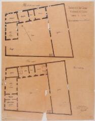 1 vue Commune de Gourdan, projet de modification de la maison d'école, plan de la maison actuelle, plan modifié. Bignebat. 20 mai 1882. Ech. 1/100.