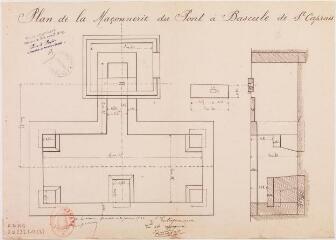 1 vue - Plan de la maçonnerie du pont à bascule de Saint-Caprais. Teisseyre, entrepreneur. 30 janvier 1926. Ech. n.d. (ouvre la visionneuse)