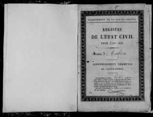 103 vues Ambax. 1 E 5 registre d'état civil : naissances, mariages, décès. (collection communale)
