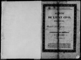 73 vues Antignac. 1 E 5 registre d'état civil : naissances, mariages, décès. (collection communale)
