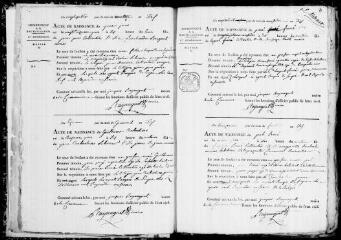 190 vues Aureville. 1 E 7 registre d'état civil : naissances, mariages, décès. (collection communale)