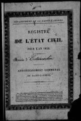 112 vues Estancarbon. 1 E 6 registre d'état civil : naissances, mariages, décès. (collection communale)