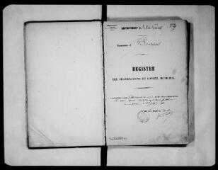 188 vues  - Commune de Bonrepos-sur-Aussonnelle. 1 D 5 : registre des délibérations du conseil municipal : 1912, 5 mai-1977, 3 octobre. (ouvre la visionneuse)