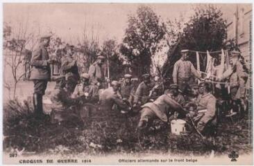 1 vue - 287. Croquis de guerre 1914. Officiers allemands sur le front belge. - [Cognac] : [Charles Collas], marque CC&CC, [entre 1914 et 1918]. - Carte postale (ouvre la visionneuse)