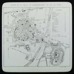 1 vue  - Carcassonne (Aude) : plan de la ville et de la cité. - [1910 ?]. - Photographie (ouvre la visionneuse)