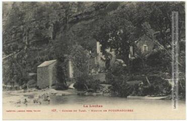 2 vues - La Lozère. 107. Gorges du Tarn : moulin de Pougnadoires. - Toulouse : phototypie Labouche frères, [entre 1905 et 1925], tampon d\'édition du 15 janvier 1918. - Carte postale (ouvre la visionneuse)
