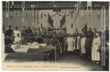 2 vues - Hôpital 36 bis à Carmaux (Tarn) : dortoir 250 lits. - Toulouse : phototypie Labouche frères, [entre 1905 et 1918], tampon d\'édition du 14 octobre 1916. - Carte postale (ouvre la visionneuse)