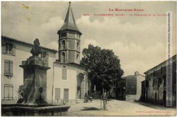 1 vue - La Montagne Noire. 249. Villemagne (Aude) : la fontaine et le clocher. - Toulouse : phototypie Labouche frères, marque LF au verso, [entre 1909 et 1925]. - Carte postale (ouvre la visionneuse)