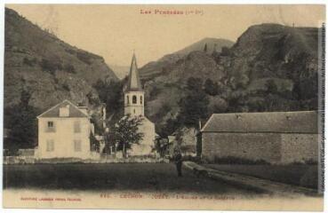 1 vue Les Pyrénées (1re Sie). 629. Luchon : Juzet[-de-Luchon] : l'église et la cascade. - Toulouse : phototypie Labouche frères, [entre 1905 et 1918]. - Carte postale
