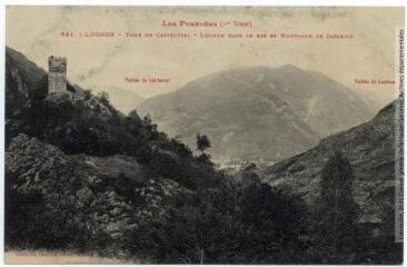 1 vue - Les Pyrénées (1re série). 631. Luchon : tour du Castelviel : Luchon dans le bas et montagne de Cazarilh. - Toulouse : phototypie Labouche frères, [entre 1905 et 1918]. - Carte postale (ouvre la visionneuse)