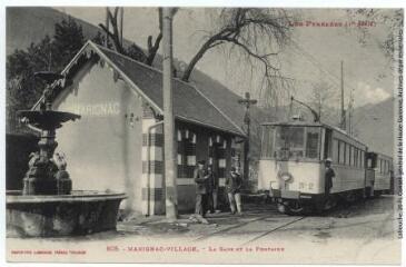 1 vue - Les Pyrénées (1re série). 805. Marignac-village : la gare et la fontaine. - Toulouse : phototypie Labouche frères, [entre 1905 et 1918]. - Carte postale (ouvre la visionneuse)