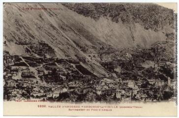 2 vues - Les Pyrénées (3e série). 1030. Vallée d\'Andorre : Andorre-la-Vieille (Andorra-Vella) : ravinement du Puig d\'Amglan. - Toulouse : phototypie Labouche frères, [entre 1930 et 1937]. - Carte postale (ouvre la visionneuse)