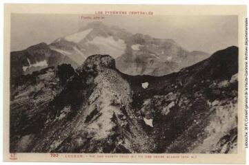 1 vue - Les Pyrénées Centrales. 792. Luchon : pic des Posets (3367 m.) vu des Gours Blancs (3131 m.). - Toulouse : phototypie Labouche frères, [entre 1930 et 1937]. - Carte postale (ouvre la visionneuse)