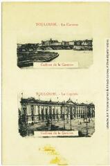 1 vue Toulouse : la Garonne : cailloux de la Garonne. Toulouse : le Capitole : cailloux de la Garonne. - Toulouse : maison Labouche frères, [entre 1900 et 1940]. - Photographie