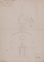 1 vue - Commune de Balma, projet d\'église, façade principale. Joseph Raynaud, architecte. 7 janvier 1855. Ech. n.d. (ouvre la visionneuse)