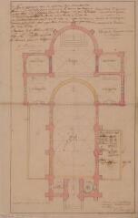 1 vue Commune de Bordes, projet de reconstruction de l'église, [plan]. E. Thiers, architecte. 1er mai 1870. Ech. 1 cm par m.