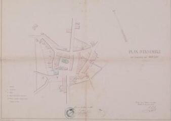 1 vue - Plan d\'ensemble du village de Bouloc. A. Lafon, expert. 16 juillet 1879. Ech. n.d. (ouvre la visionneuse)