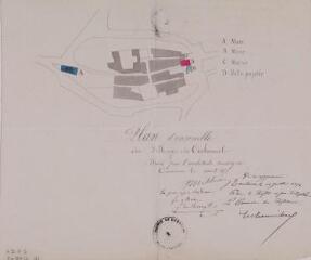 1 vue - Plan d\'ensemble du village du Cabanial. Milhau, architecte. Août 1873. Ech. n.d. (ouvre la visionneuse)