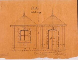 1 vue - [Commune de Carbonne, installation d\'un pont-bascule], pavillon. 21 juin 1873. Ech. 1/20. (ouvre la visionneuse)