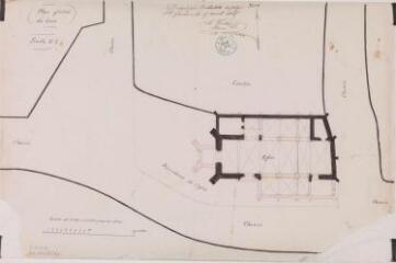 1 vue - [Église de Castillon-de-Saint-Martory], plan général des lieux. A. Castex, neveu, architecte.15 avril 1865. Ech. 0,005 p.m. (ouvre la visionneuse)