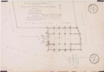 1 vue - Commune de Castillon-[de-Saint-Martory], projet de construction d\'un clocher, plan général de l\'emplacement. J.-A. Castex, architecte. 3 mai 1877. Ech. 0,05 p.m. (ouvre la visionneuse)