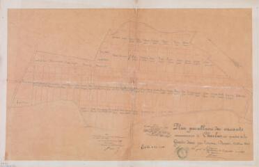1 vue - Plan parcellaire des vacants communaux de Charlas au quartier de la Goute. Duran. 12 mai 1861. Ech. 1/1250. (ouvre la visionneuse)