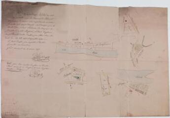 1 vue - Plan géométrique des parcelles que la commune de Clermont se propose de vendre. Auguste Plantade, géomètre. 4 avril 1855. Ech. 1/2000. (ouvre la visionneuse)