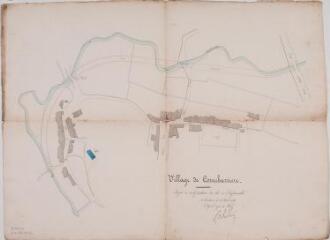 1 vue - Village de Cornebarrieu, projet de rectification du lit de l\'Aussonnelle. [...], agent-voyer en chef. 25 août 1845. Ech. n.d. (ouvre la visionneuse)