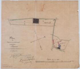 1 vue - Plan de l\'ancien et du nouveau cimetière d\'Eaunes. Jean Toulza, géomètre. [6 mars 1894]. Ech. 1/2500. (ouvre la visionneuse)