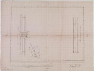 1 vue - [Construction du mur de clôture du nouveau cimetière d\'Eaunes, plan, élévation]. Jean Toulza, géomètre. [15 juin 1894]. Ech. 0,01 p.m. et 1/200. (ouvre la visionneuse)