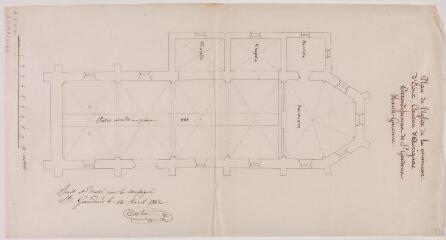 1 vue - Plan de l\'église de la commune d\'Eoux. Castex, architecte. 12 avril 1862. Ech. 1/100. (ouvre la visionneuse)