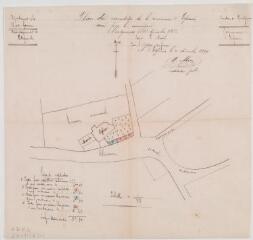 1 vue - Plan du cimetière de la commune d\'Espanès, copie du plan dressé par E. Pinel le 15 décembre 1862. Abadie, instituteur. 11 décembre 1891. Ech. 1/833. (ouvre la visionneuse)