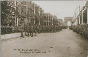 1 vue  - Fêtes de la victoire : détachement de l\'armée serbe. - Paris : L\'H, [entre 1914 et 1918]. - Carte postale (ouvre la visionneuse)