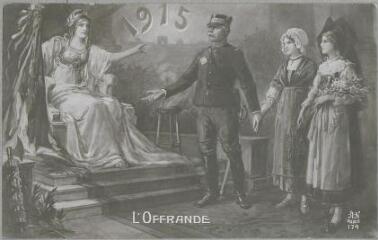 1 vue - 174. Galerie patriotique. L\'offrande. - Paris : A. Noyer, marque AN, [entre 1914 et 1918]. - Carte postale (ouvre la visionneuse)