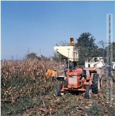2 vues - Environs de Salles-sur-Garonne : tracteur cueilleur de maïs dans un champ / Jean Ribière photogr. - [entre 1950 et 1970]. - 2 photographies (ouvre la visionneuse)